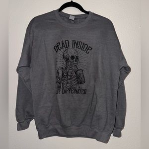 Modern mom designs, dead inside but caffeinated sweatshirt, size medium